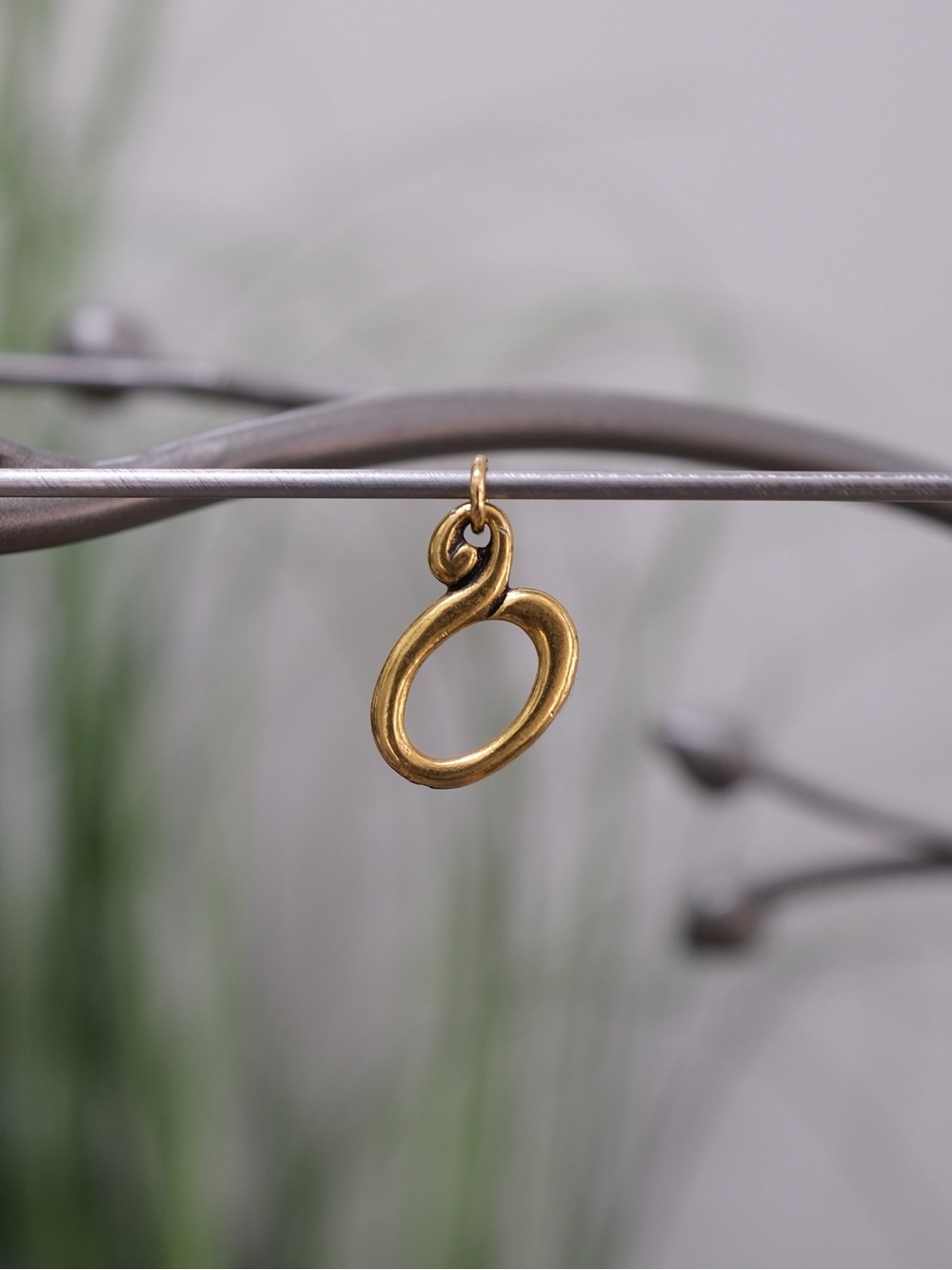Handmade Gold-Tone Swirl Oval Pendant Charm